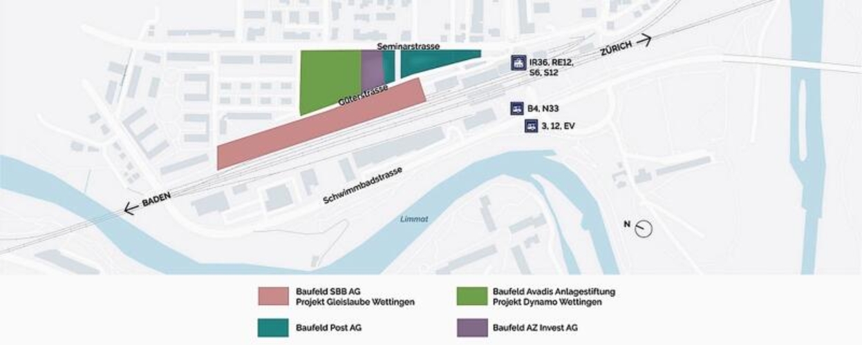 Die Baufelder im Bahnhofsquartier: Die Eigentümer erstellen hier Wohnungen, aber auch Raum für Dienstleistungen verschiedener Art.  zVg