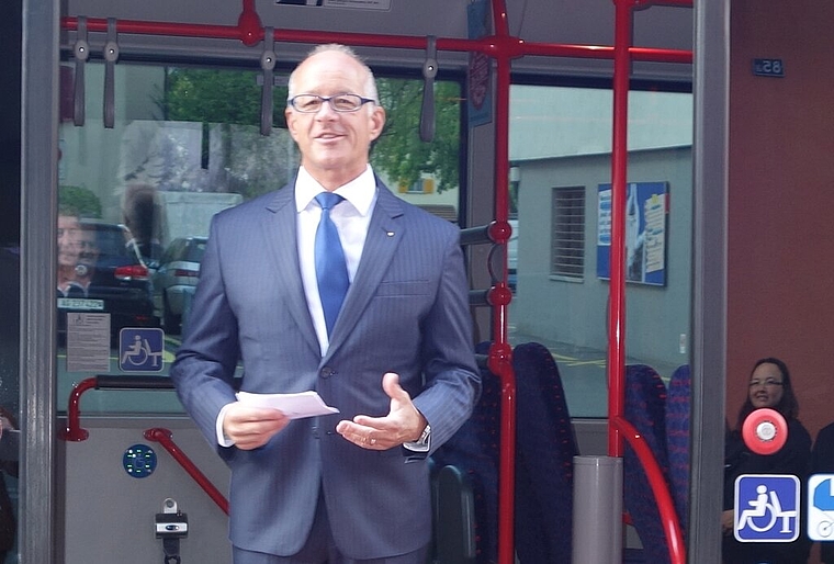 RVBW-Direktor Stefan Kalt bei der Hybridbus-Einweihung.Foto: Archiv/dm