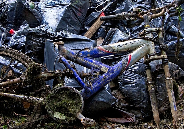 Dieses Jahr war die Bach-Putzete wirklich nötig. Die Kehrichtsäcke waren in kurzer Zeit randvoll. Fotos: zVgPutzete-Teilnehmer in Aktion.