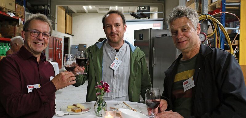 Martin Uebelhart, Markus Schifferle und Markus Kieser am Apéro.