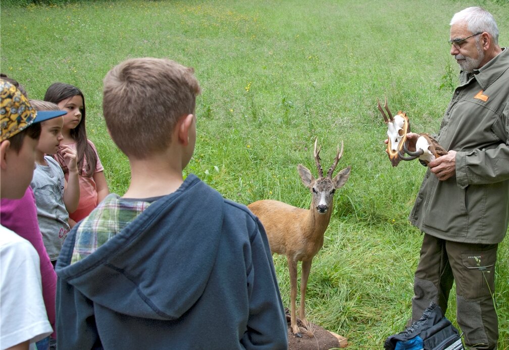 Philipp Vock führt die Kinder in die Welt der Wildtiere ein. Fotos: zVg
